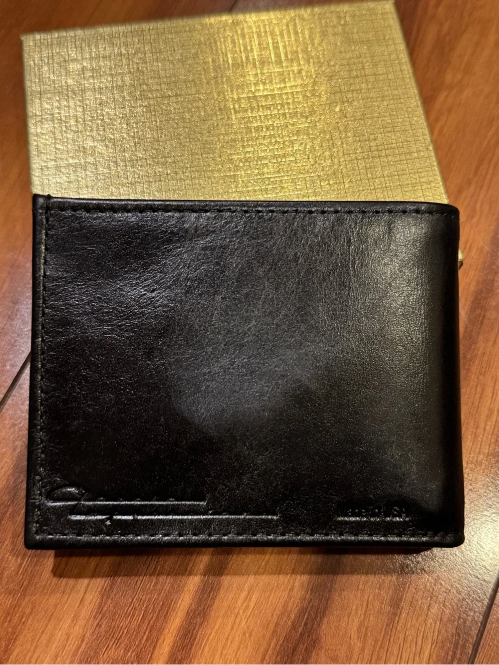 Black Leather Bi-Fold Wallet - Branding